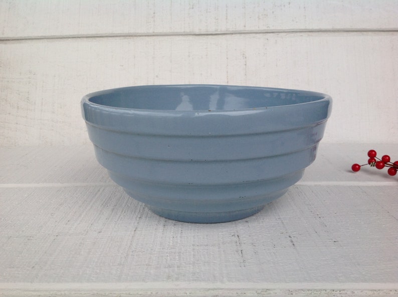 Vintage Light Blue Mixing Bowl Ribbed Crock Bowl Kitchen Etsy
