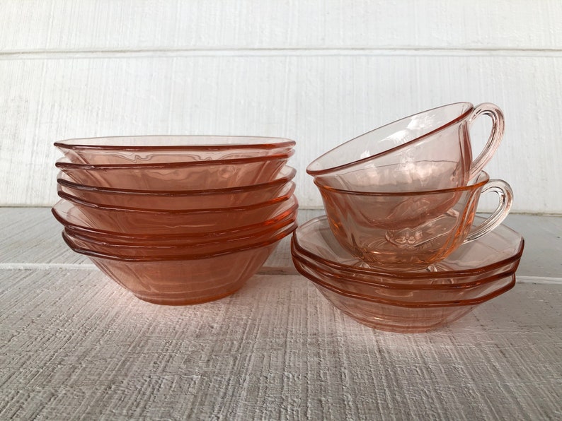 10 pc Vintage Fostoria Fairfax Pink bowls cereal bowls footed Etsy