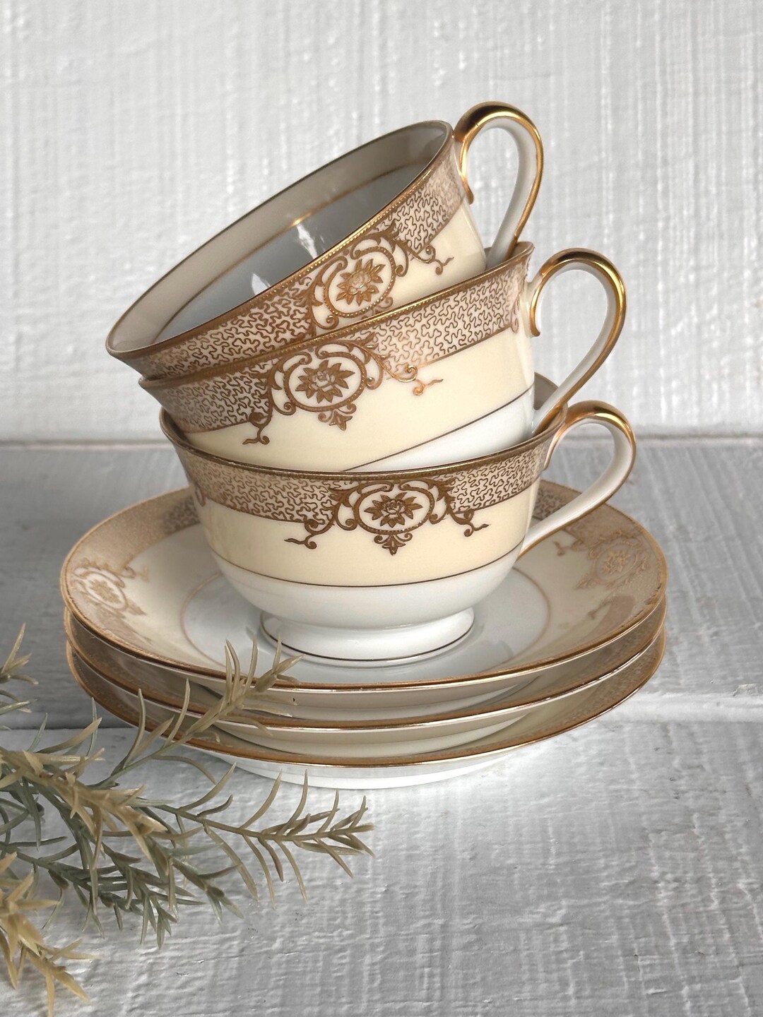 Vintage Noritake “cheramy” Cup & Saucer Set • 1930s Hand-painted