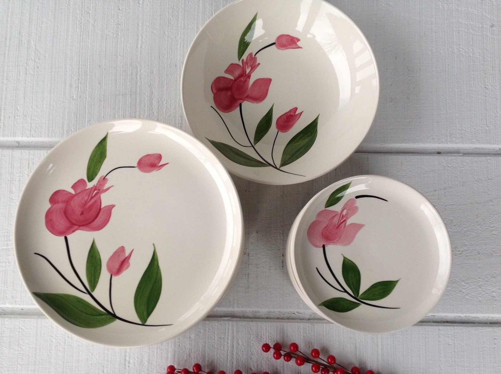 Vintage 1950s Handpainted Floral China Stetson Dinnerware Salad