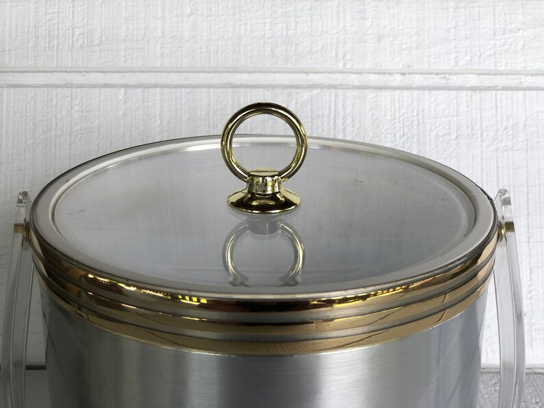 Silver and Gold Ice Bucket With Tongs Retro Barware Etsy