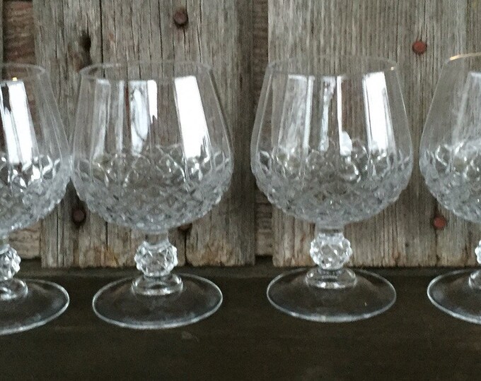 5 Elegant French Crystal Brandy Glasses Vintage Bar Cart Etsy