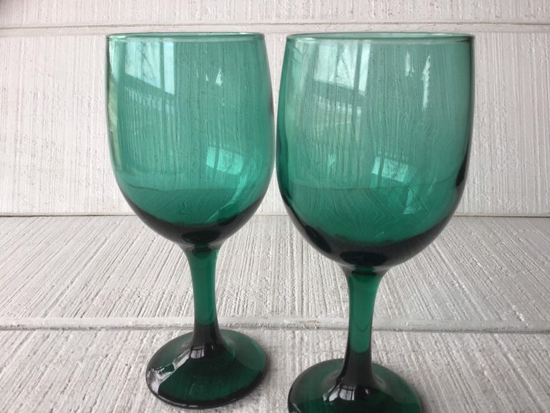 Vintage Premiere Dark Green Libbey Wine Glasses Emerald Green Etsy