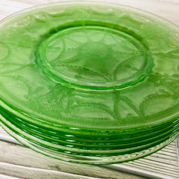 Green Glass Plates Etsy