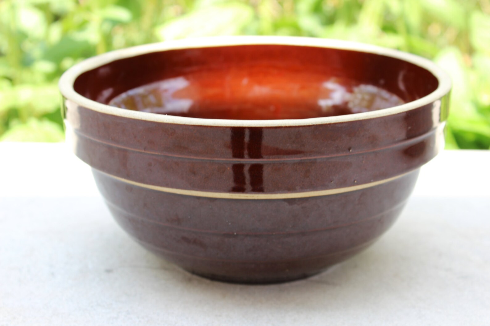 Vintage USA 8 inch Brown crock bowl ribbed brown mixing bowl Etsy