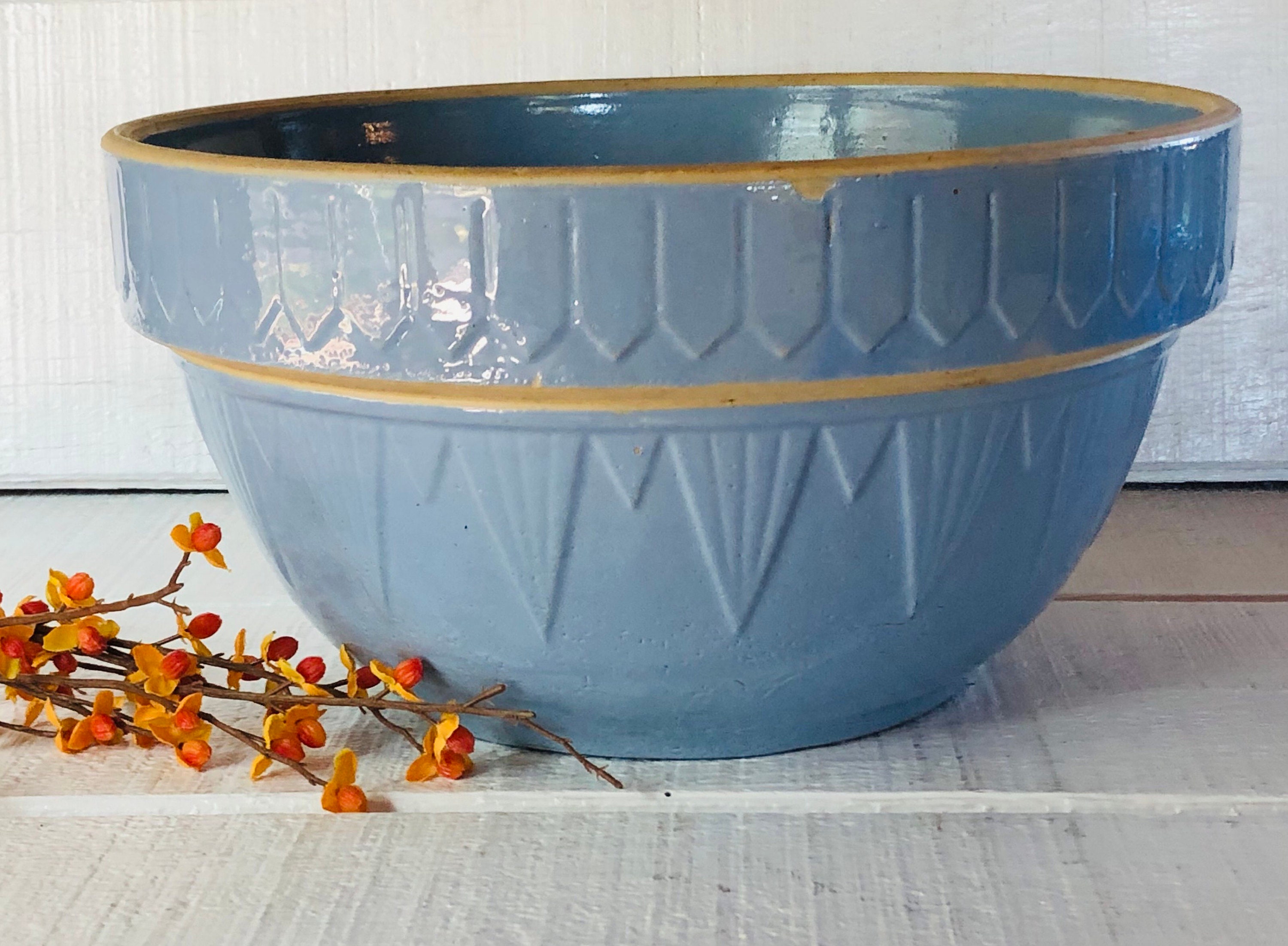 Antique Blue Stoneware Bowls