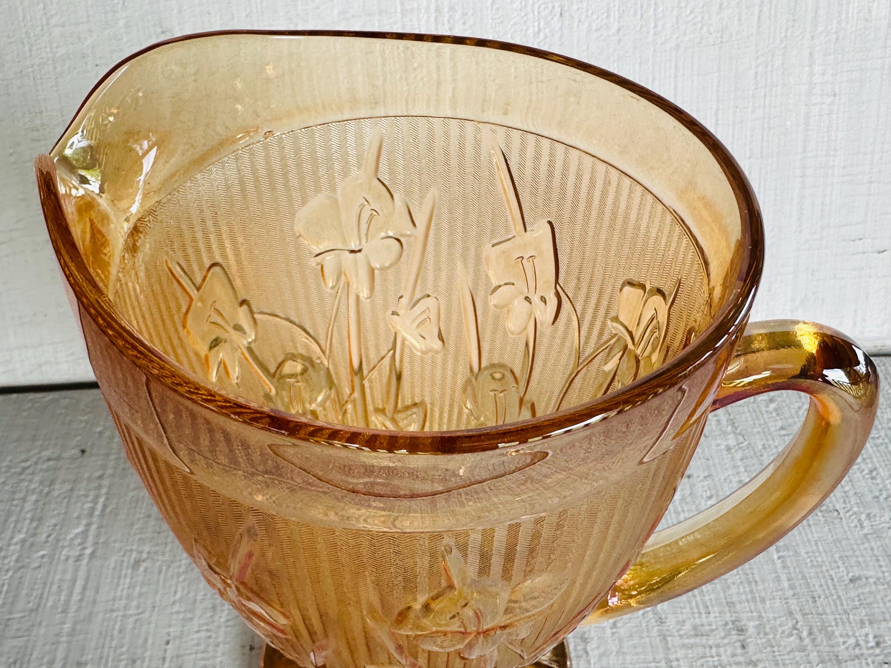 Vintage Jeanette Iris Herringbone Pitcher: Iridescent Carnival