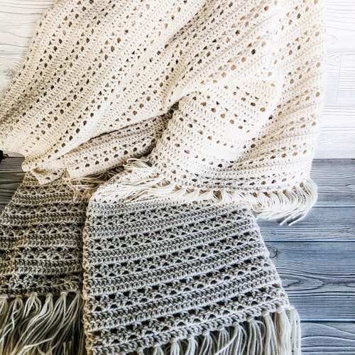 Vintage XL handmade afghan Creme Ivory knitted blanket 66 shops x 88 farmhouse decor off white sofa throw ivory afghan cottage cream yarn throw