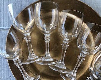 6 vintage lead crystal wine glasses, vintage stemware glassware wine water glasses, wedding shower toasting glasses, gift, bar cart glasses