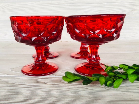 Noritake CRYSTAL ガラス レッド Vintage Noritake Perspective RUBY RED Champagne Glass Footed
