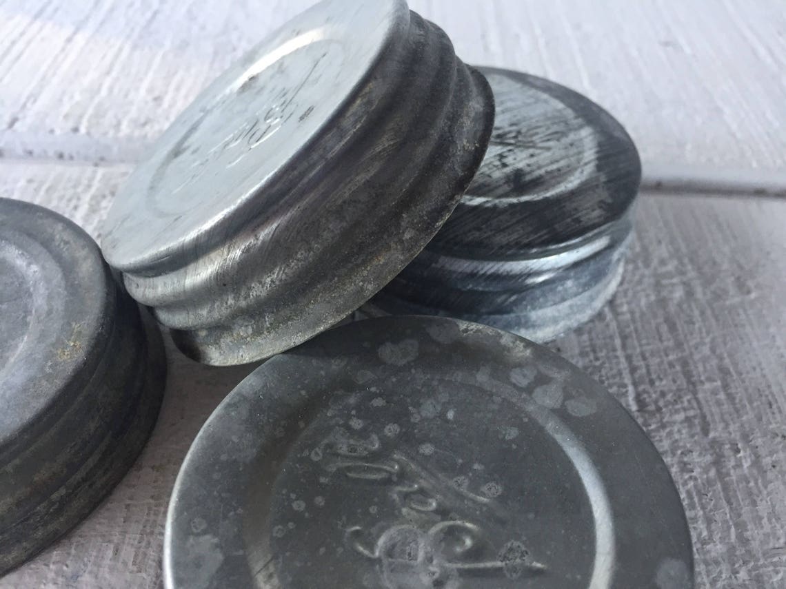4 Aged Vintage Ball Mason Zinc Jar Lids Canning Jar Lids With Etsy