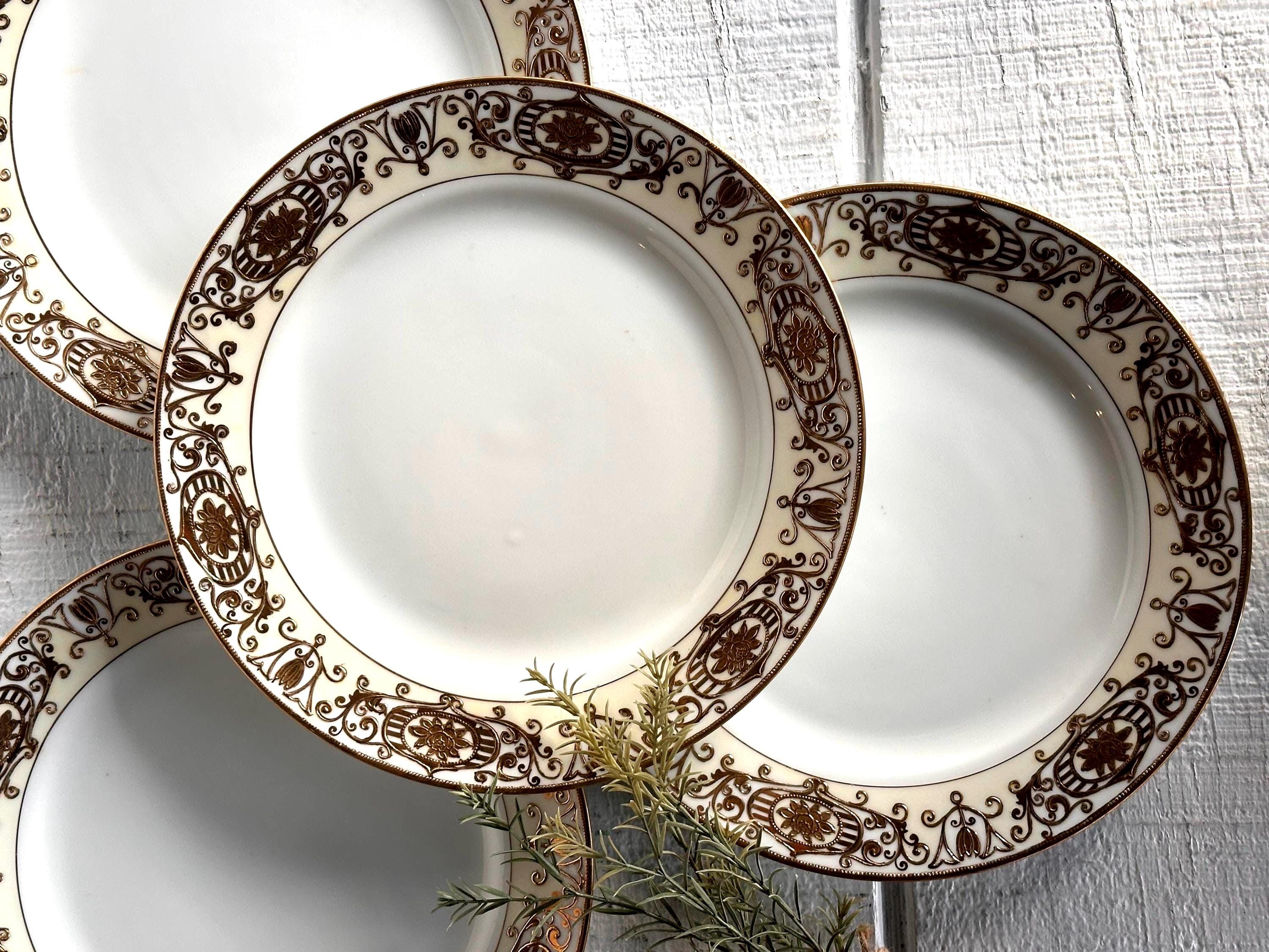Vintage Noritake Nippon Dinner Plate • Handpainted Raised Gold