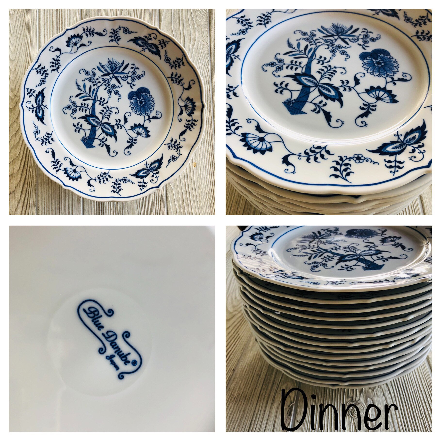 2002 Blue Danube Dishes Japan Dinner Plate Salad Plate Bread Plate