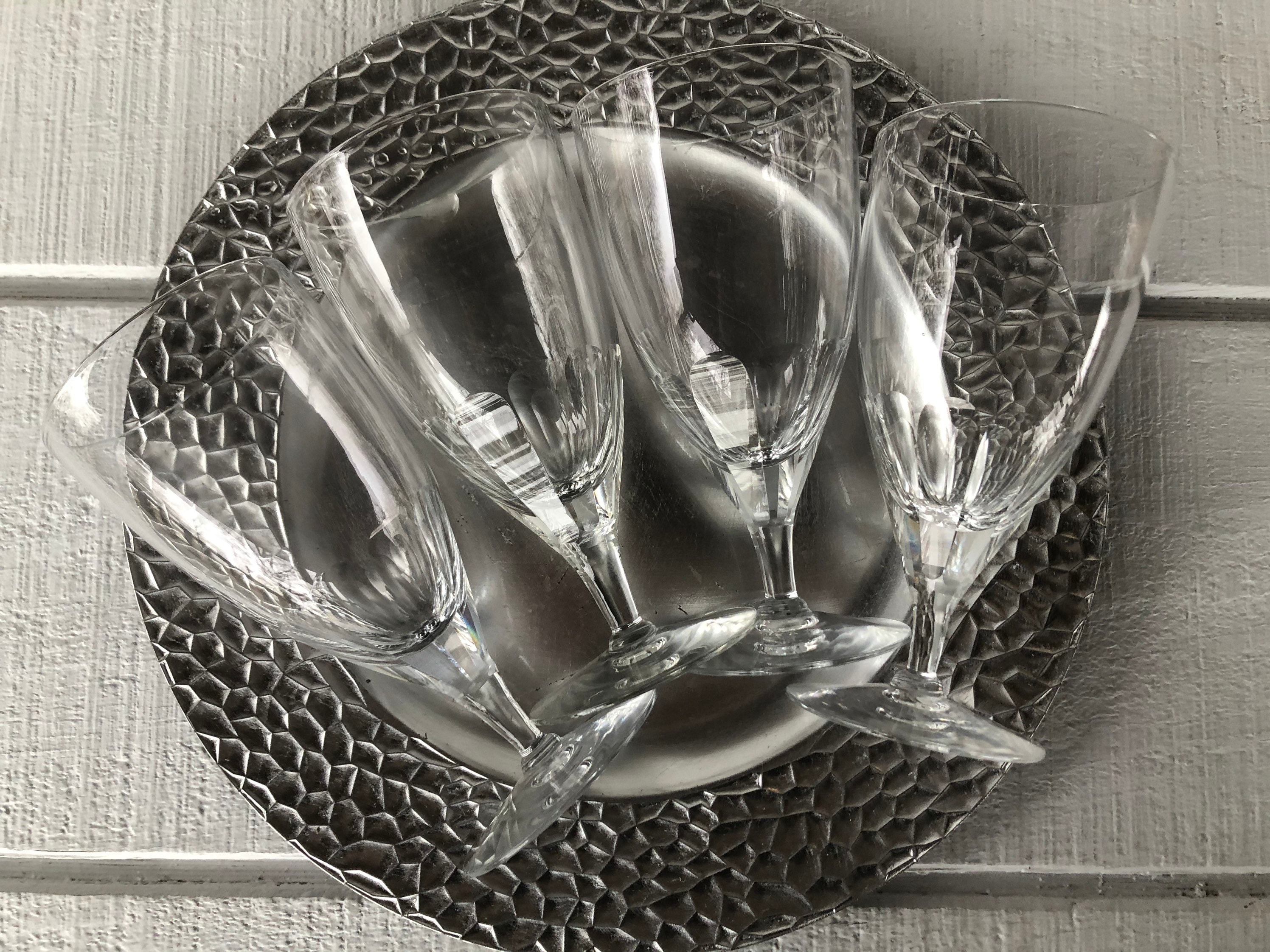 Fostoria Venus Iced Tea Glasses, Set of 5 Clear Faceted Stemmed
