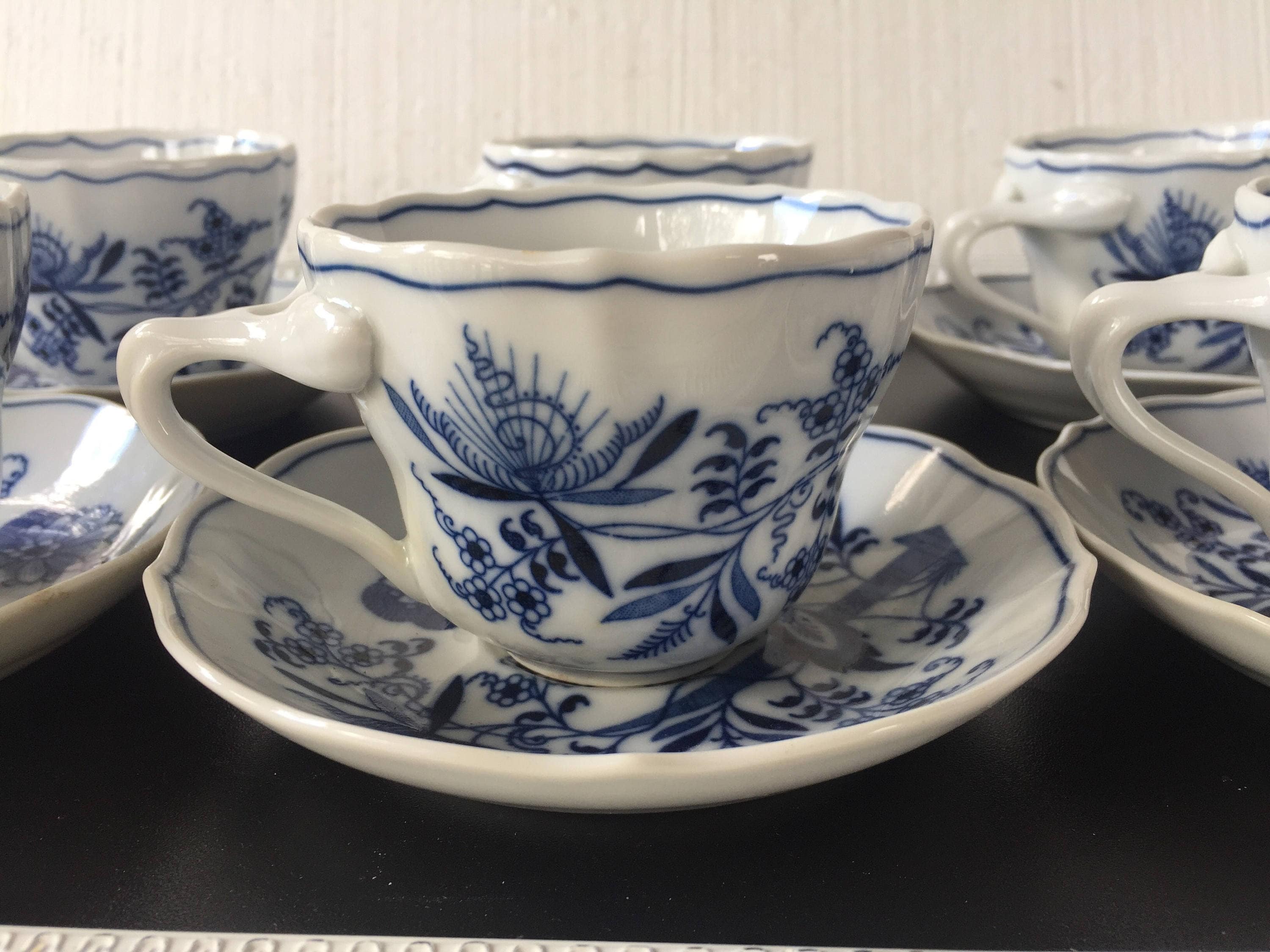 Vintage Blue Danube Japan Blue Onion Pattern Cups and Saucers