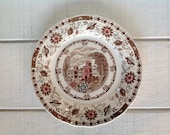 Vintage 12 inch Style House Manor Vista Ironstone platter white brown chop plate transferware platter Mid century platter antique plate