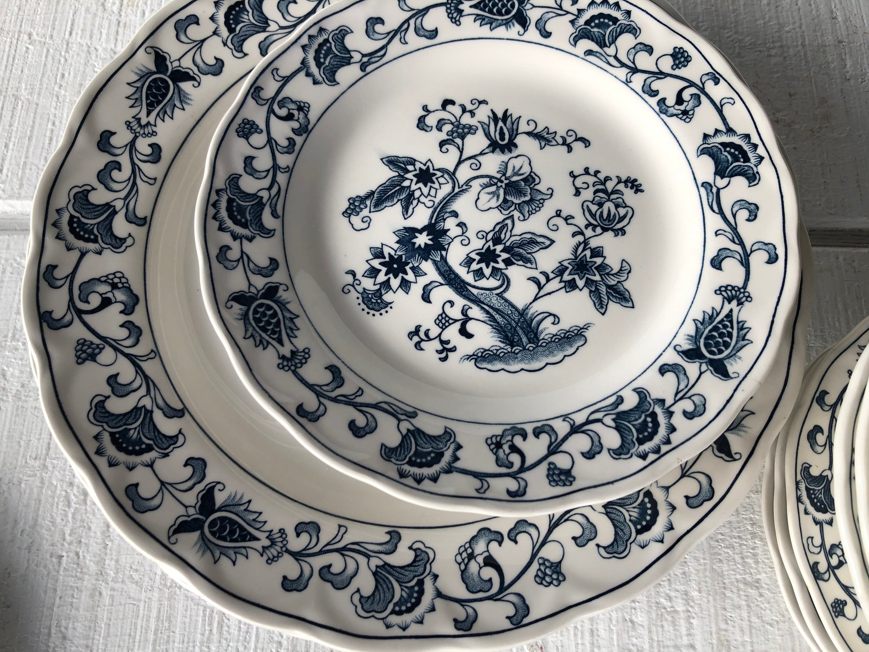 Vintage Nikko Loire Blue Ironstone Blue and White Ironstone Salad