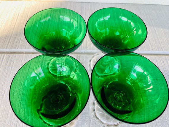 1940s Colonial Dame Green Fostoria Low Champagne Goblet Sherbet