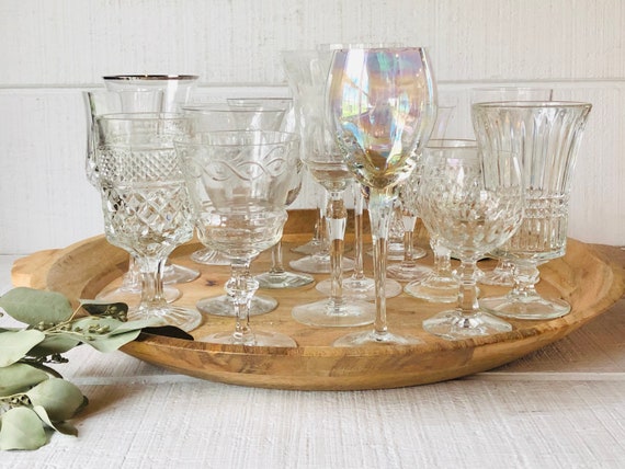 Choose Mismatched Vintage Clear Goblet Glasses Wedding Shower Crystal  Glasses Pressed Glass Goblets Wine Glass Water Etched Champagne Flute - Etsy
