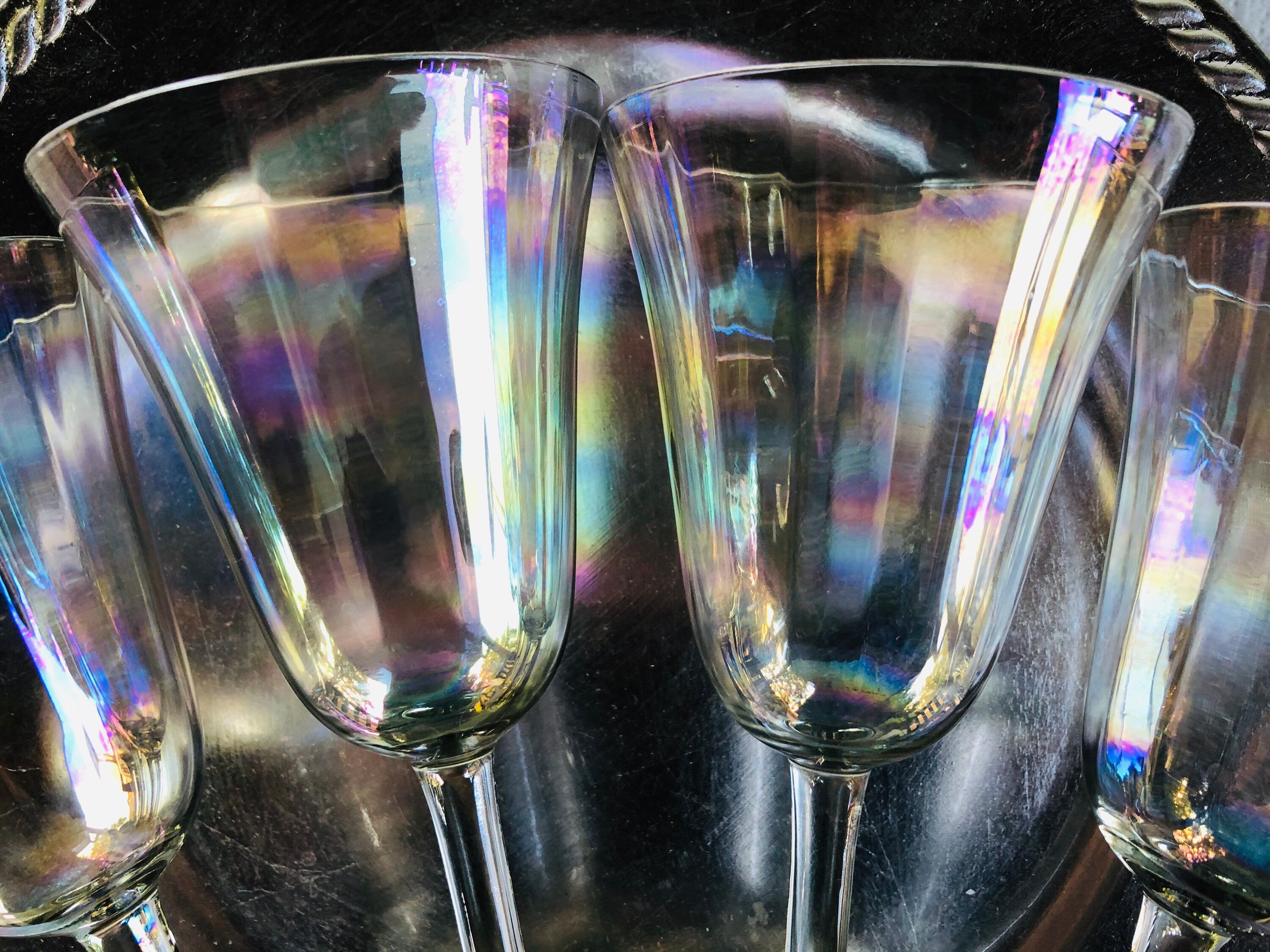 6 Vintage iridescent wine glasses 8 oz Vintage 1960s Etsy