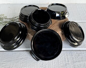 Vintage Black Amethyst Glass Flower Bowl Stands, Choose Your Stand, Art Deco Black Glass Display Riser, Vase Stand