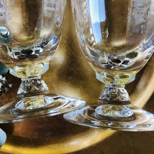 1930s 1940s FOSTORIA Meadow Rose Clear ICED TEA glasses Vintage Glassware etched tall water goblet embossed rose crystal floral replacements image 9