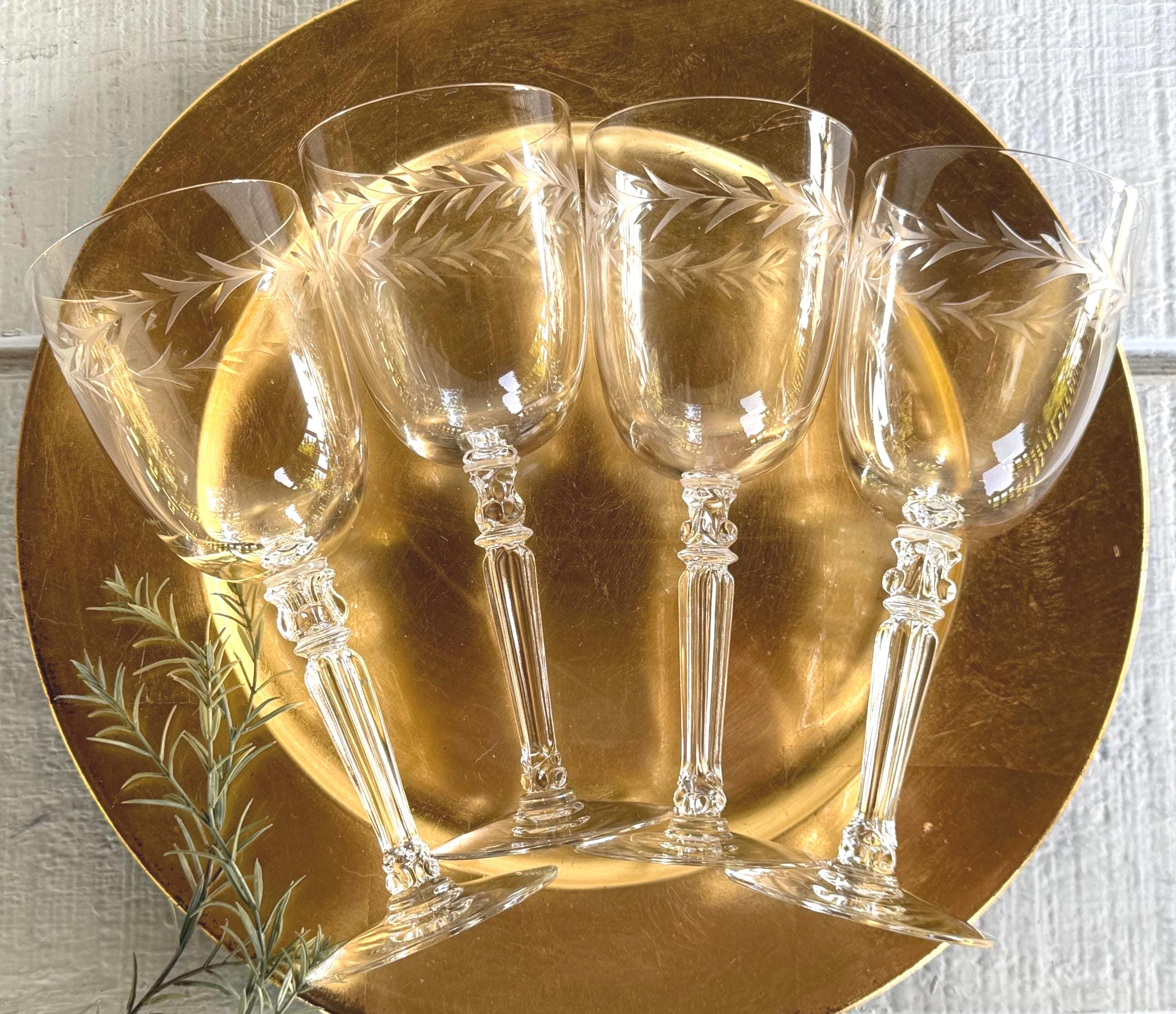 Leaf Etched Crystal Goblet - Etsy