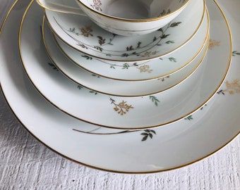 1950s Noritake ANDREA #5524 Bone China Flowers Brown Leaves Gold