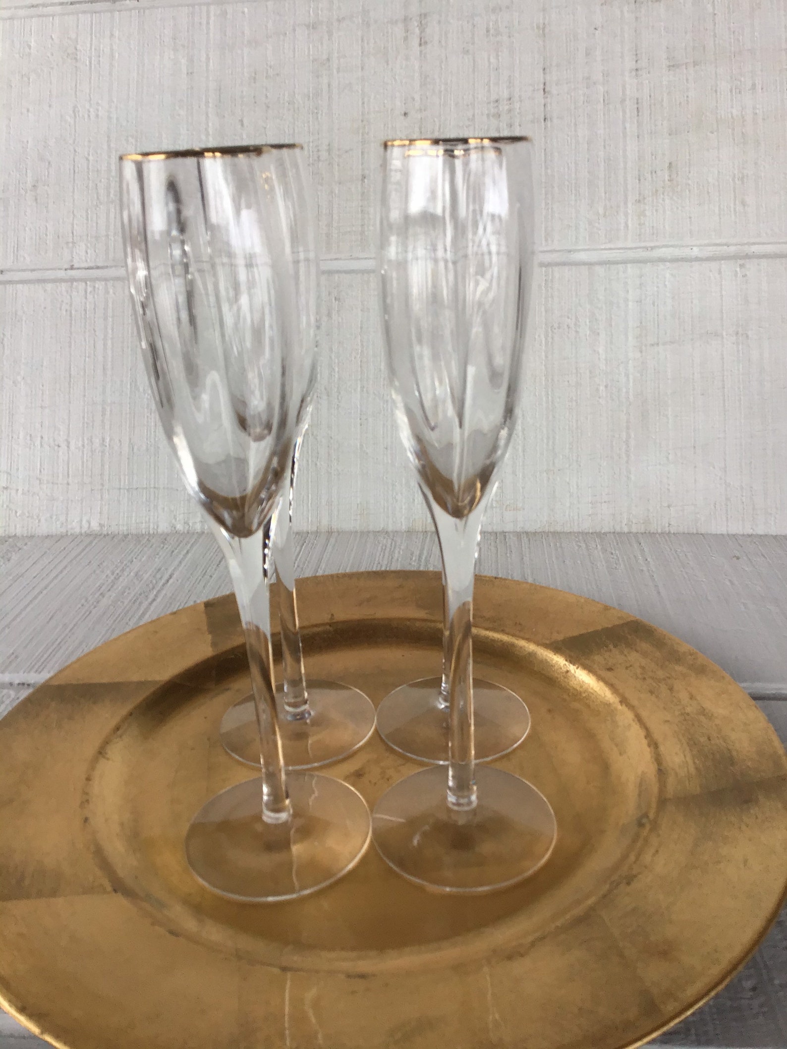 4 Vintage Lenox Statuesque Optic Crystal champagne glasses Etsy