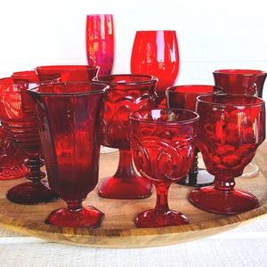 Mismatched Vintage Red Glass Goblet - Choose Your Style
