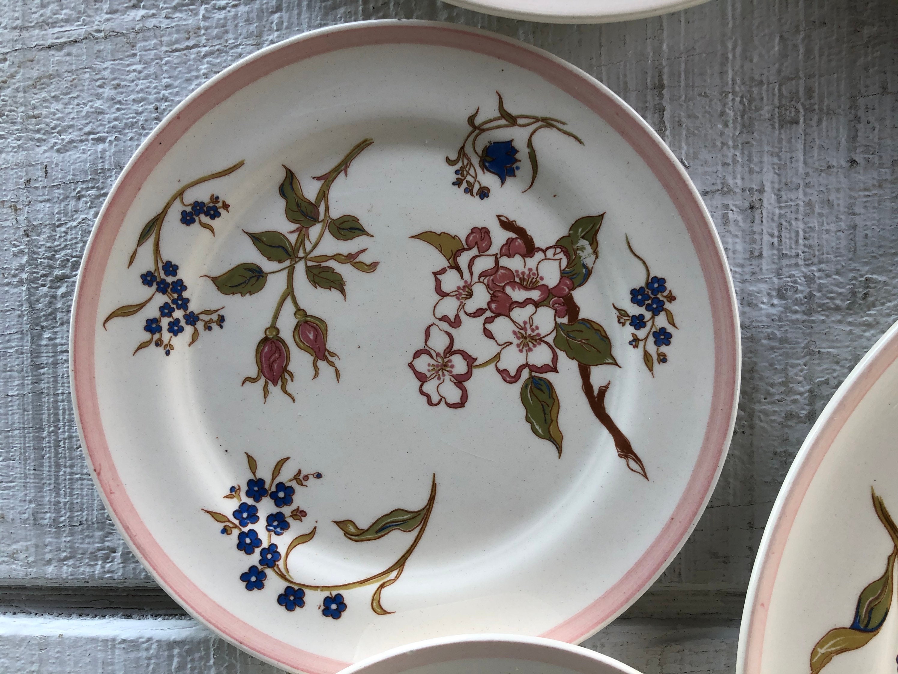 フランス製 Limoges ❁﻿fleur❁﻿美しいレリーフのディナープレート 1940s 50s Limoges Language of Flower Dinner Plate Salad Plate