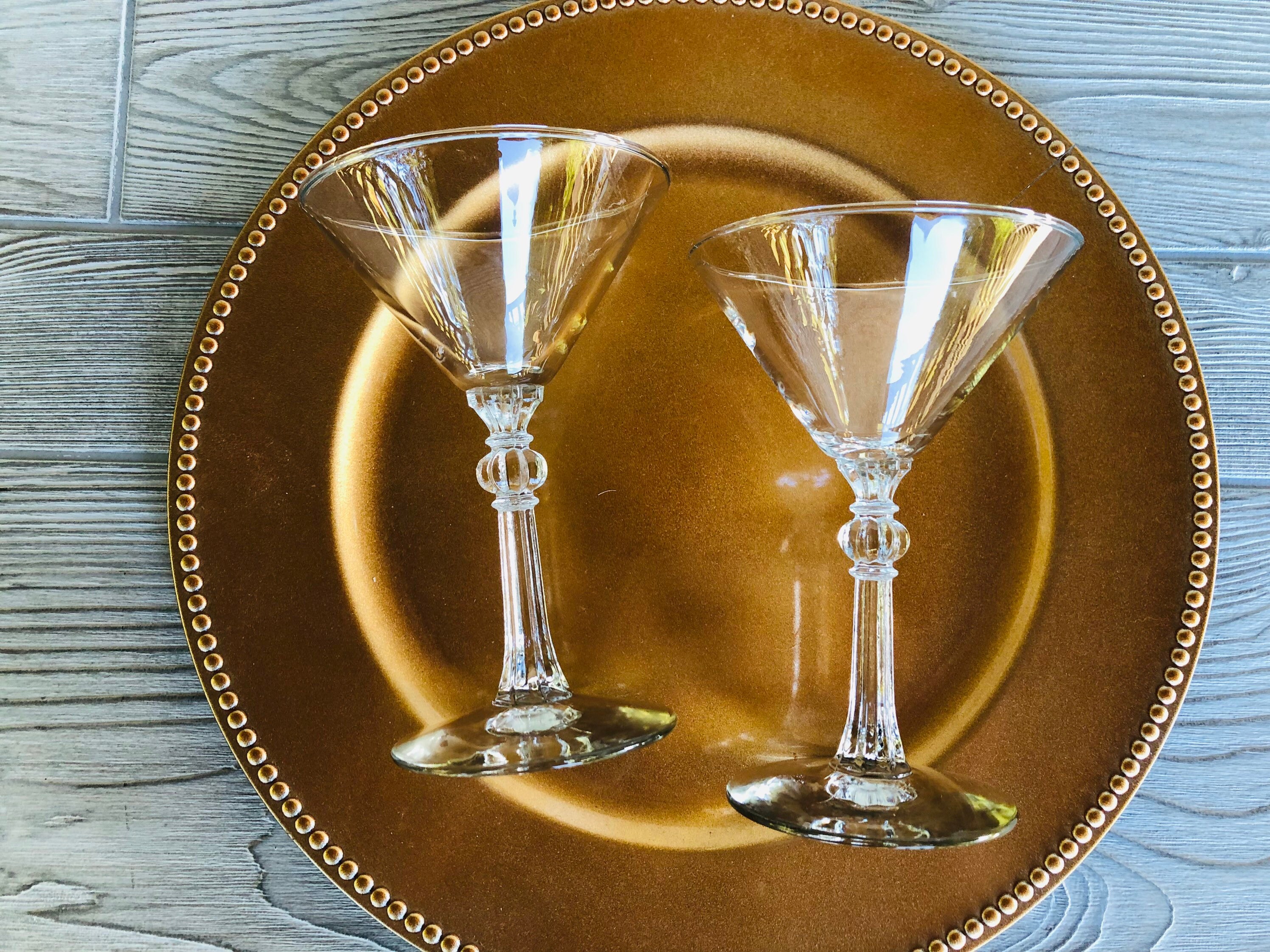 Champagne & Coupe Glasses 7 Vintage Libbey Glass Stardust Gray Cut