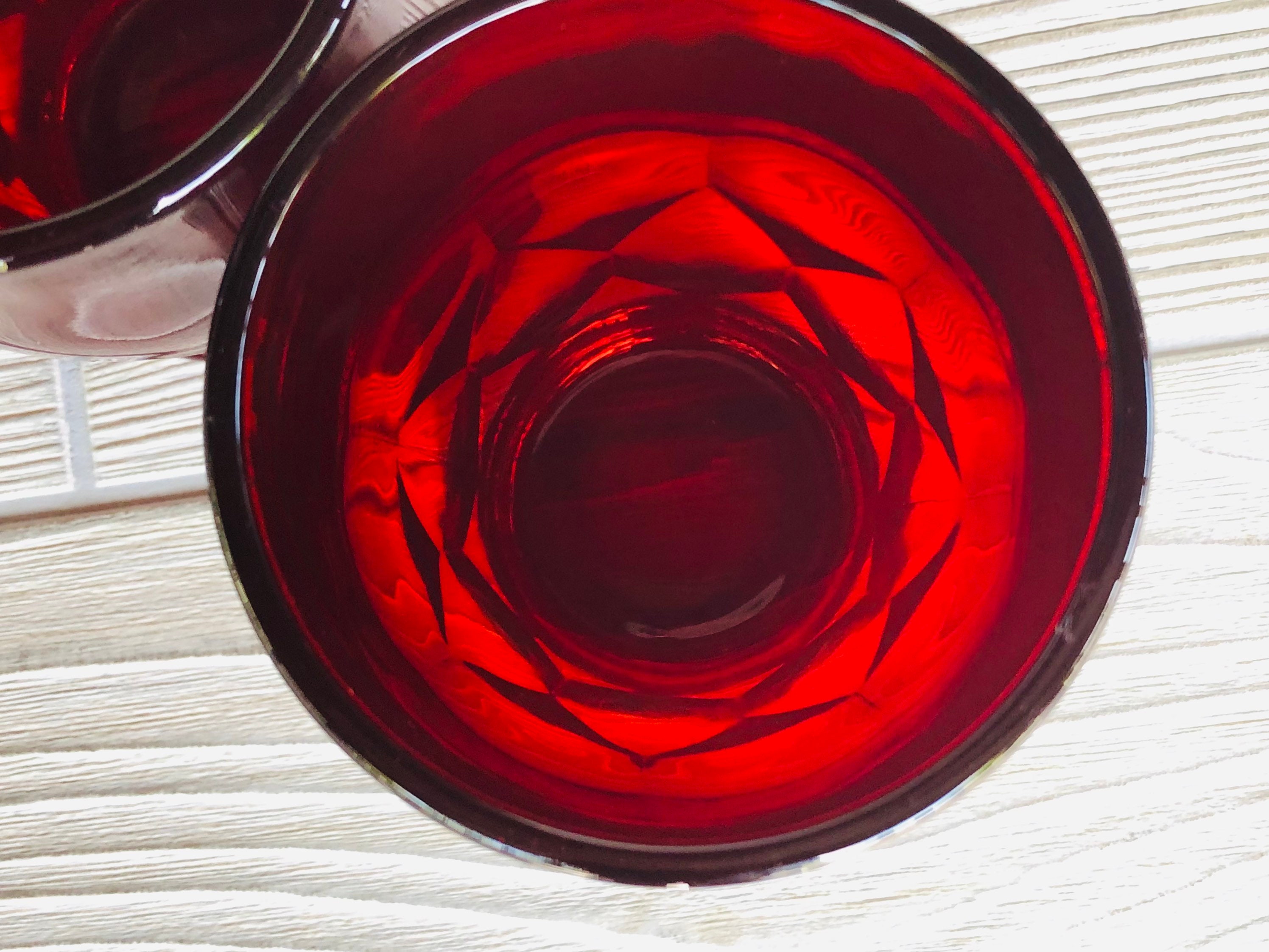 SET of 6 Georgian Ruby Red Drinking Glasses Tumbler 10 Oz