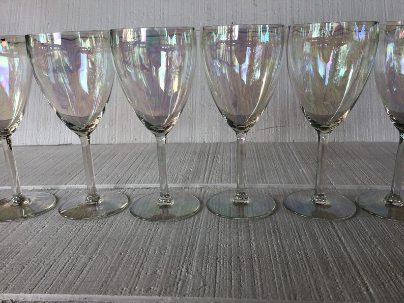 Vintage DELICATE Iridescent Wine Glasses Iridescent Glassware Etsy