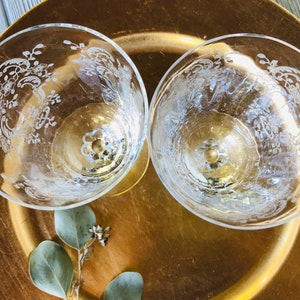 1930s 1940s FOSTORIA Meadow Rose Clear ICED TEA glasses Vintage Glassware etched tall water goblet embossed rose crystal floral replacements image 4