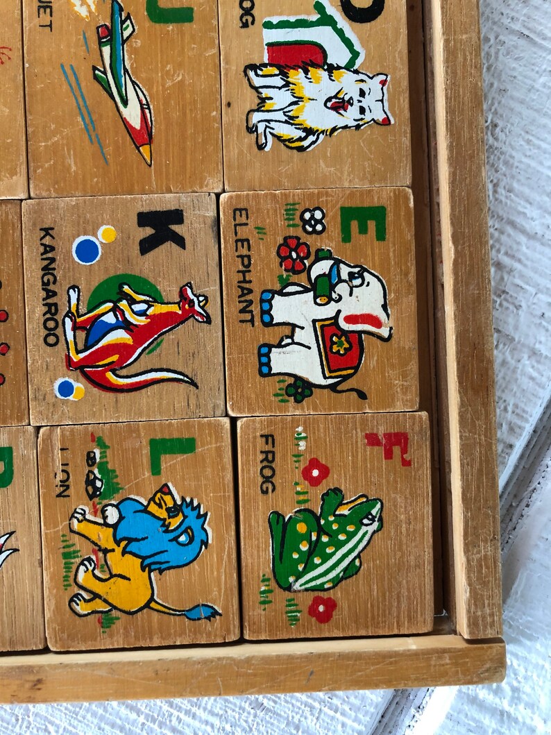 Vintage Wooden ABC Set Alphabet Puzzle Kid Children - Etsy
