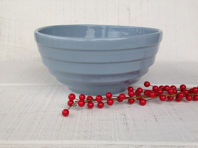 Vintage Light Blue Mixing Bowl Ribbed Crock Bowl Kitchen Etsy