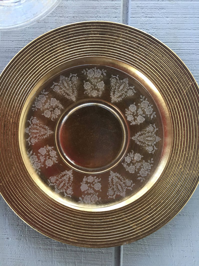 4 etched Dessert plates Cambridge Glass Monognah clear glass Etsy