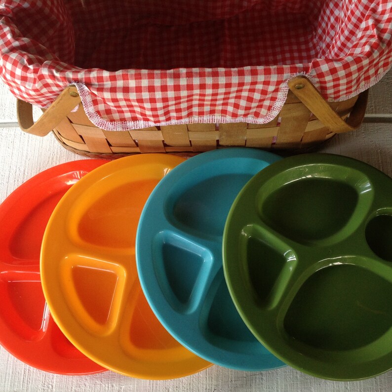 Vintage Picnic Basket / Plates Picnic Red and White Check Etsy