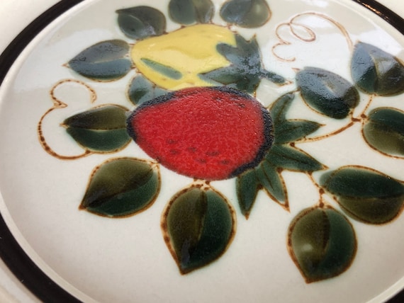 1970s Strawberries Sears Dishes Retro Stoneware Dinner Plate Salad