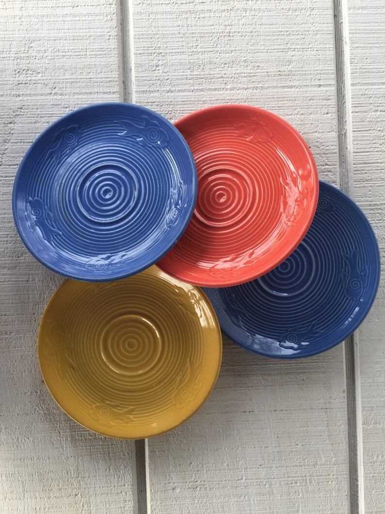Vintage Bright Colored Serving Plates Vintage Pottery Plates Etsy