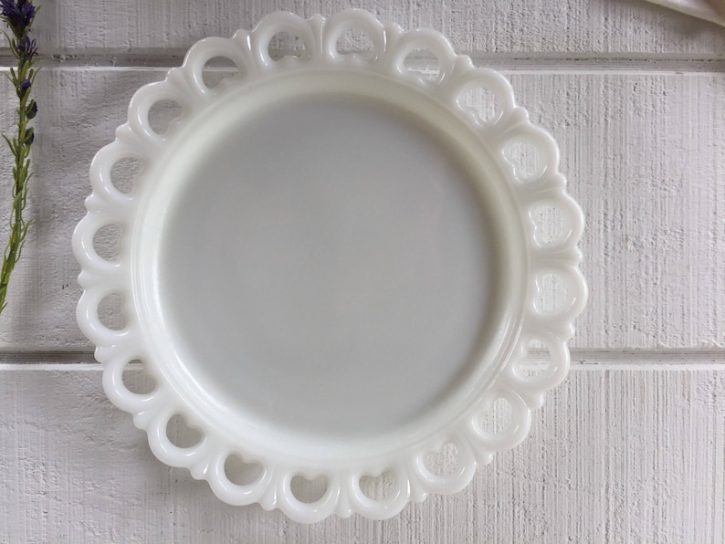 Vintage Wedding Cake Plate White Milk Glass Serving Platter Etsy