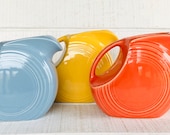 Fiesta ware Large disk pitcher - Fiesta water pitcher 64 oz Persimmon Periwinkle Blue Yellow Fiestaware Fiesta dinnerware Homer Laughlin