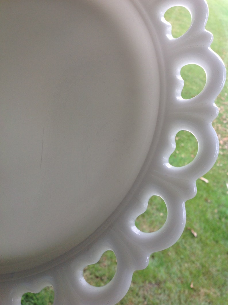 Vintage Wedding Cake Plate White Milk Glass Serving Platter Etsy