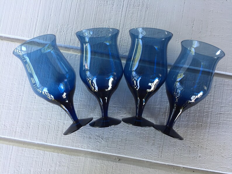 Vintage Blue Wine Glasses / Wine Goblets Denby Olympia Blue Etsy