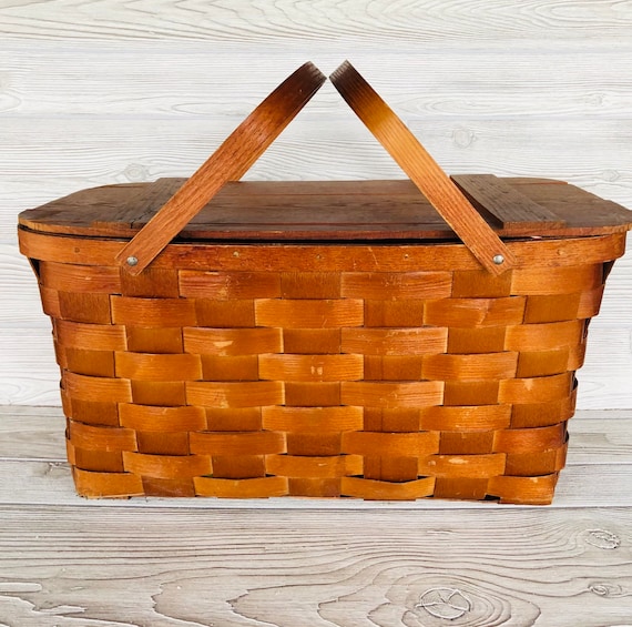 Vintage Wood Picnic Basket 1940s Picnic Basket JERYWIL Dishes