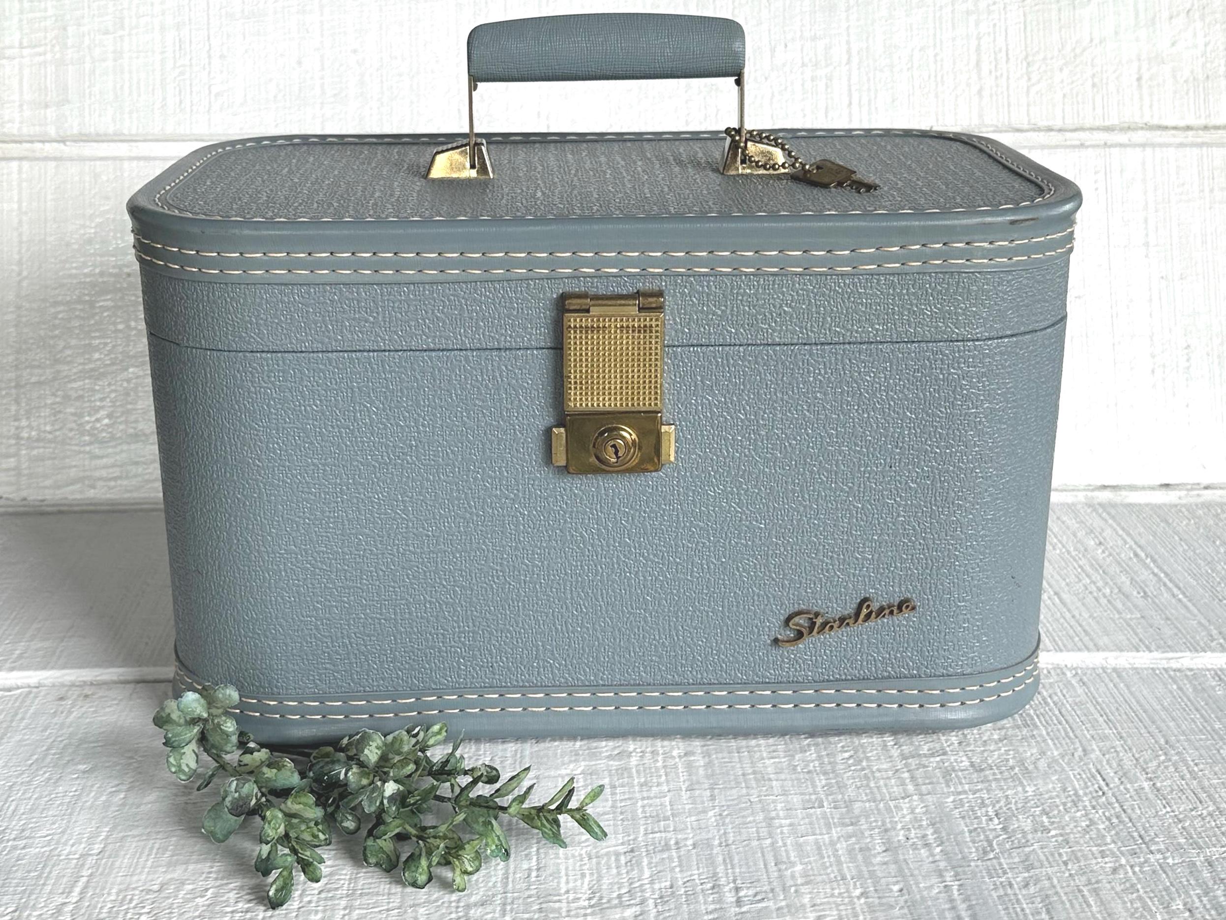 1950's Baltimore Luggage Co. STARLINE Train Case in Slate Blue Mid
