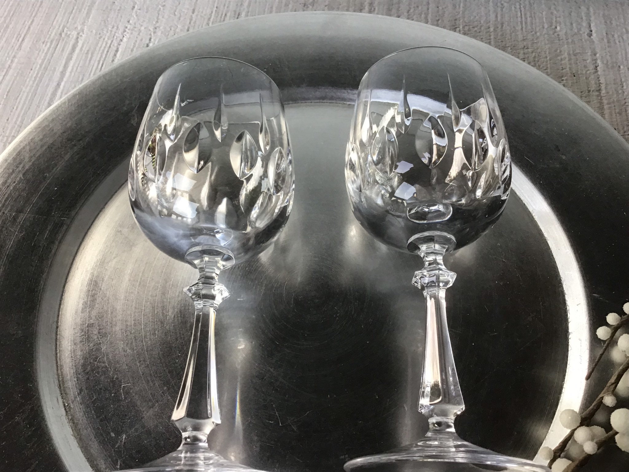 2 vintage lead crystal wine glasses by Gorham Royal Tivoli Etsy