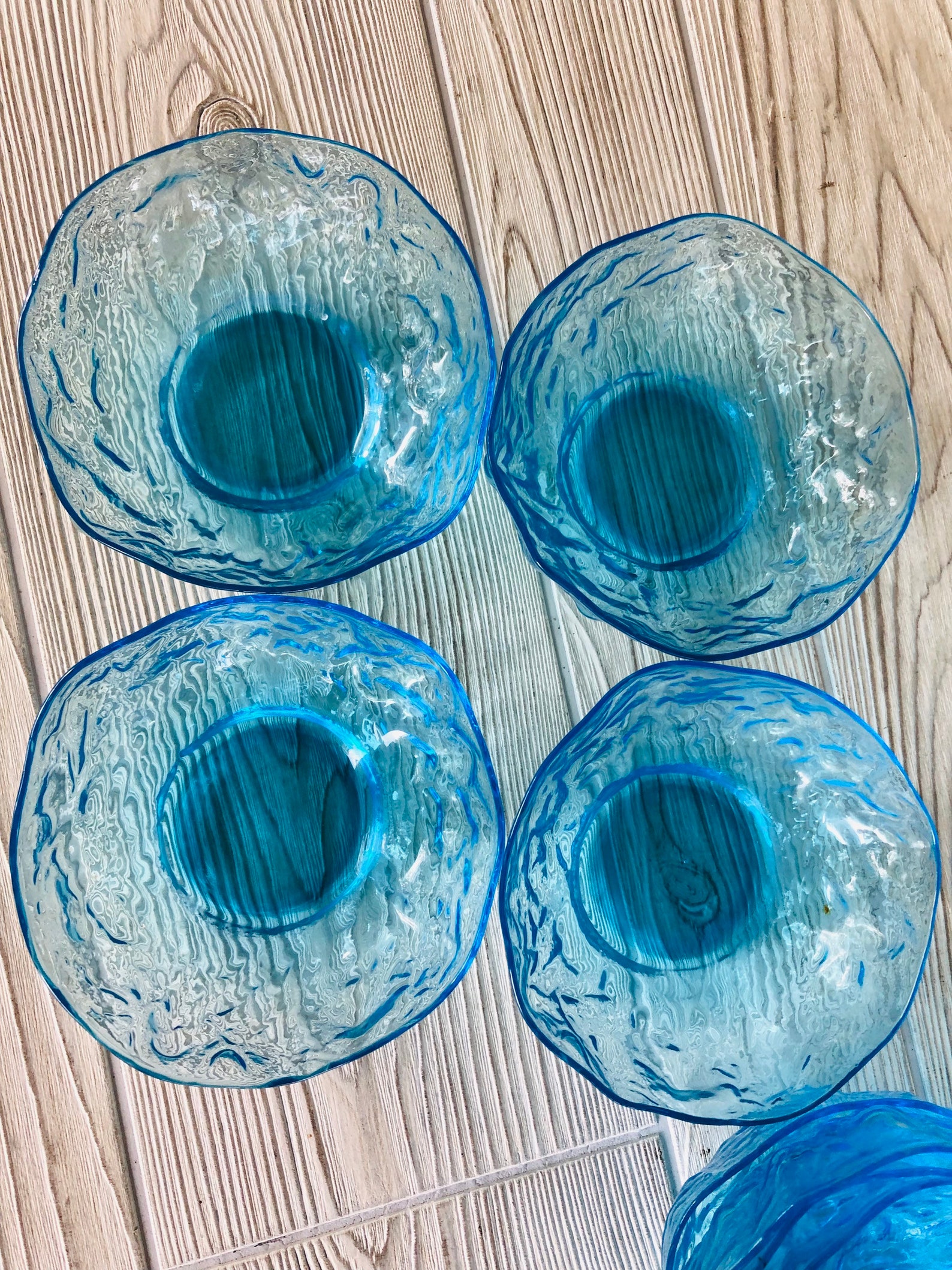 8 Bols à Dessert En Verre – Bleu Clair – Neufs – Set De 8