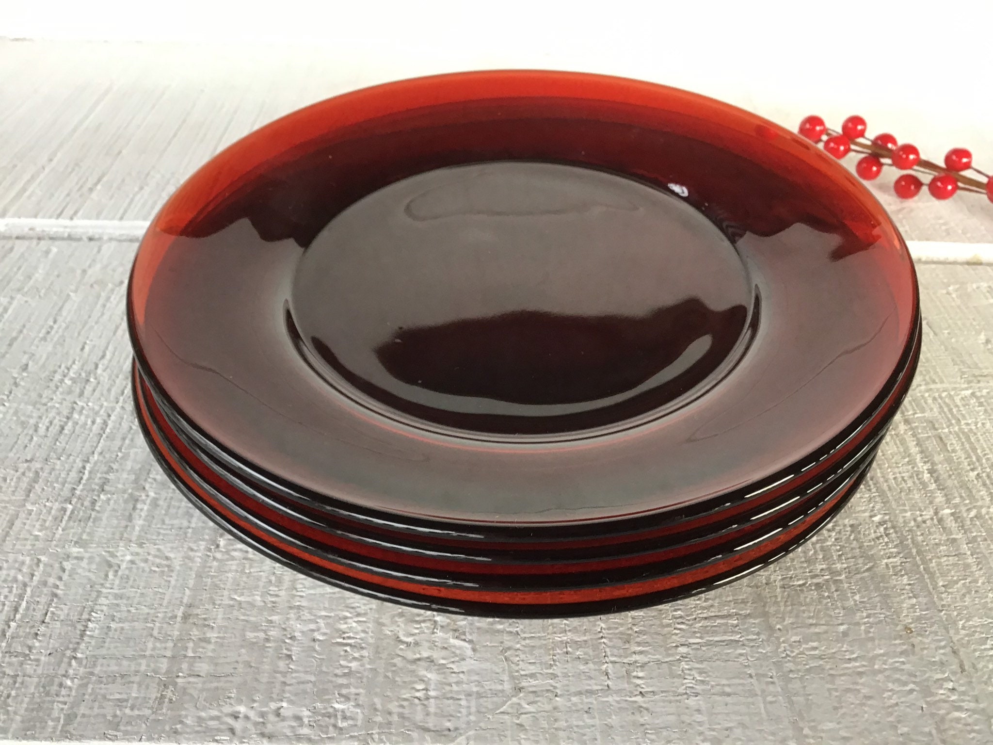 Ruby Plate 1940s Vintage Ruby Red Plates 8